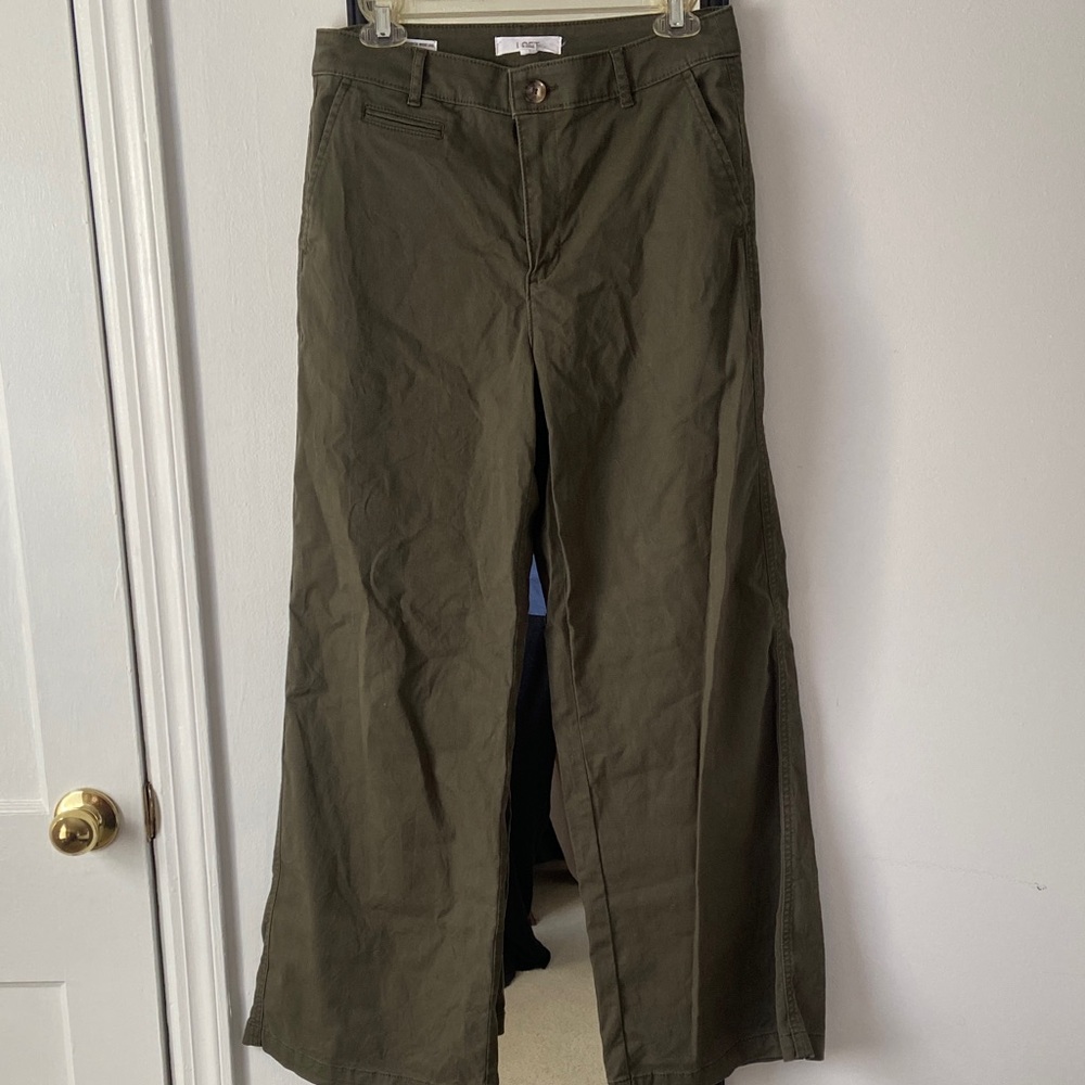 LOFT Olive Wide-Leg Pants